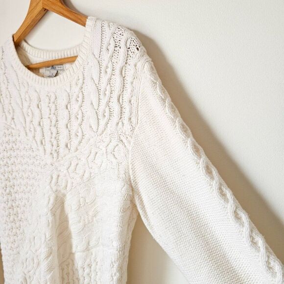EUC GH BASS CREAM COTTON BLEND CABLE KNIT CREW NECK PULLOVER SWEATER SIZE XL - Picture 9 of 14